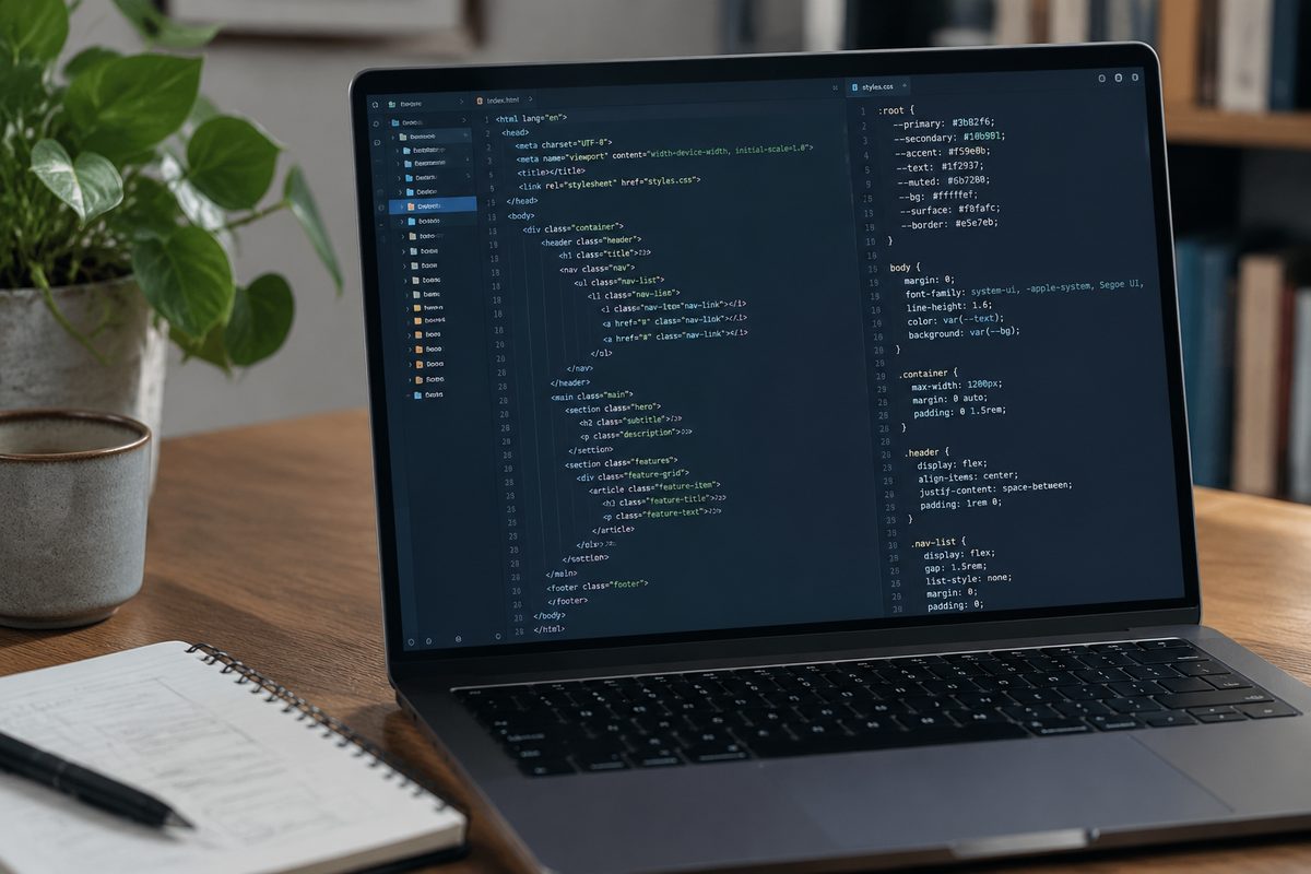 軽量かつ堅牢なセマンティックHTMLとCSSの手動コーディング作業